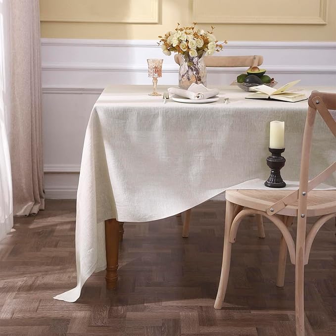 Simple&Opulence Textured Tablecloth 100% Linen Table Cloth, Kitchen Dinning Tabletop Decoration, for Outdoor and Indoor Use (Basic Linen, 60"×120")