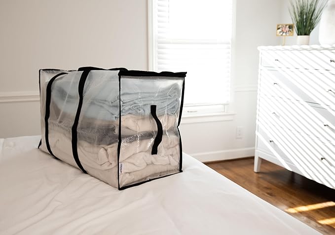 ClearSpace Oversized Moving Bags or Storage Bag – Large Moving Boxes with Backpack Straps, Zippers & Handles – Heavy-Duty Packing Bags for Moving, College Dorm, Christmas Decorations, 8 Pack