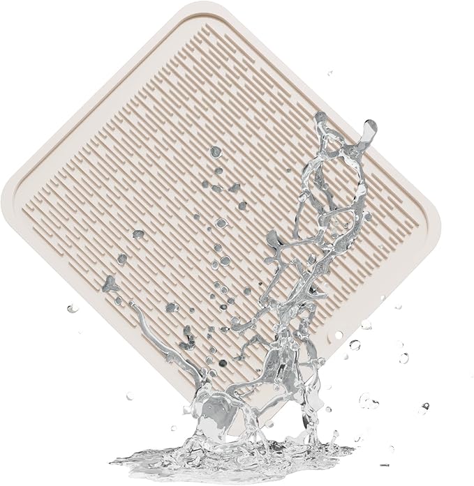 ZLR Large Silicone Dish Drying Mat (16" x 18") - XL Heavy Duty Drainboard Mat for Pots, Pans & Family Loads - Heat Resistant Trivet & Counter Protector, Easy Clean (Cassava White)