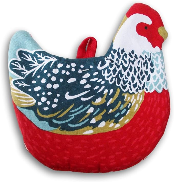 Cute Red Hen Shaped Pot Holder - 8 x 8 Inches