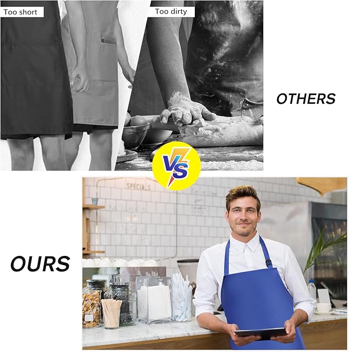 Gotega Waterproof Rubber Vinyl Apron Adjustable Dishwasher Apron - Apron for Women Men Heavy Duty Work Apron