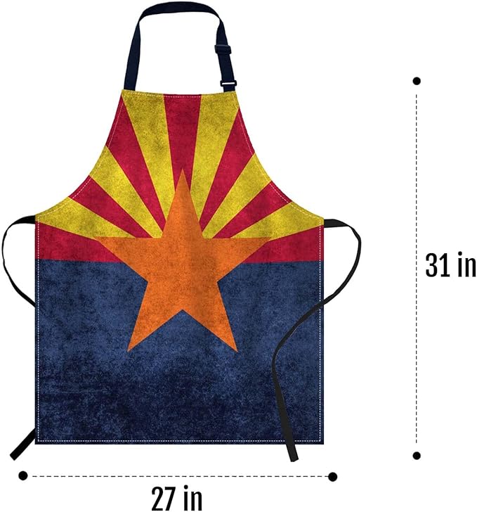 oFloral State flag of Arizona Bib Apron with Adjustable Neck for Men Women,Suitable for Home Kitchen Cooking Waitress Chef Grill Bistro Baking BBQ Apron