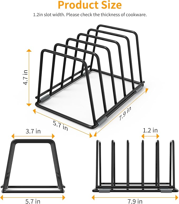 Cutting Board Organizer Kitchen Organizer Rack for Cutting Board, Bakeware, and Cookie Sheet, 5-Slot Heavy-Duty Steel Cookware Holder,Rust-Resistant with Anti-Slip Feet (2, Small)