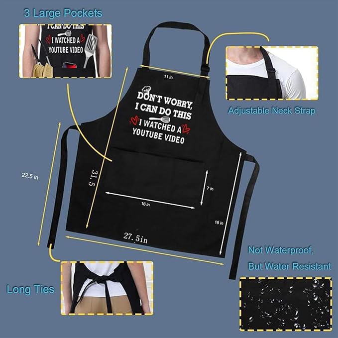 ONFAON Funny Apron for Men Women, Father's Day Gifts, Gifts for Mom,Birthday Gifts for Men Women，Cooking Grilling Apron