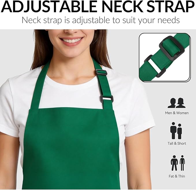 Large Chef Apron for Men and Women, Cooking Kitchen Aprons with 2 Large Pockets Water Oil Resistant