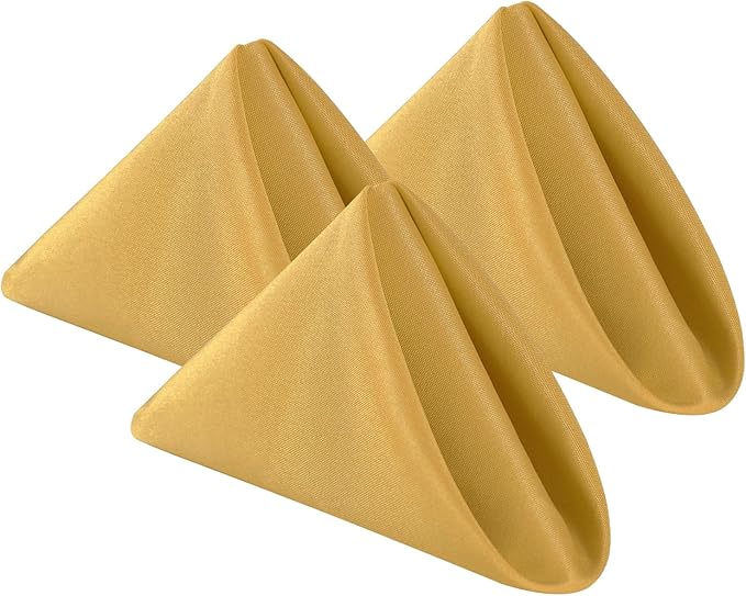 Bailarina Cloth Napkins Set of 120,17x17 inches Dinner Napkins Cloth Washable,Polyester Square Table Cloth Napkin Bulk with Hemmed Edges Ideal for Banquets, Parties and Weddings-Gold