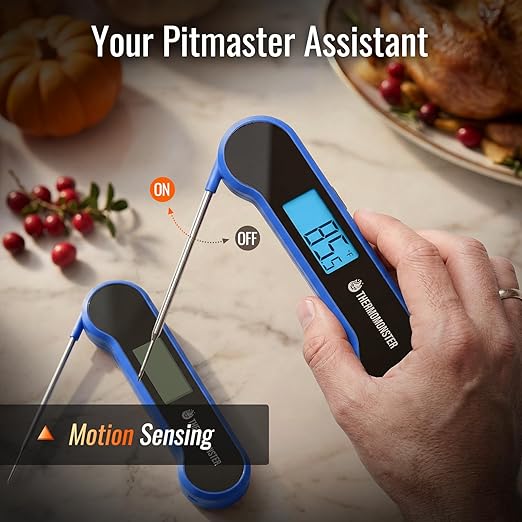 0.5 Sec Instant Read Meat Thermometer Digital with ±0.5℉ Precision, Food Thermometer for Cooking Kitchen Gadgets, Oven Grill Candy BBQ Essentials Accessories, Gifts for Him Dad Men Birthday, Blue