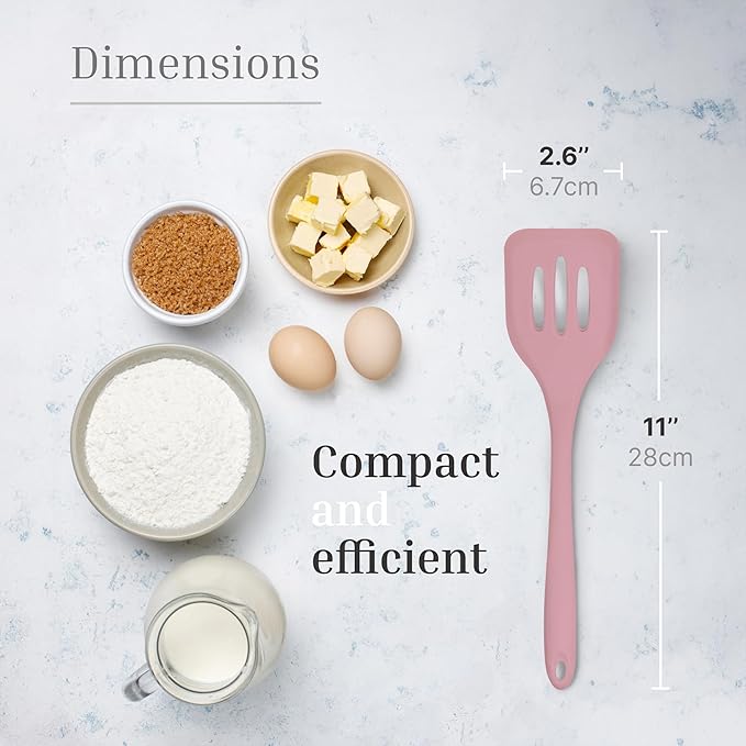 JS Gourmet 3 Pcs Colorful Silicone Slotted Turner Set, Heat Resistant Non-Scratch Kitchen Spatula Flipper with Comfortable Handle for Non-Stick Cookware