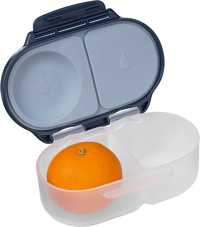 b.box Snack Box - Leakproof Mini Bento Box for Kids & Toddlers, 2 Compartment Snack Containers for Kids, Lunch Containers, Dishwasher Safe, BPA Free, PFAS Free, Ages 4m+, 1 3/4 Cup - Midnight