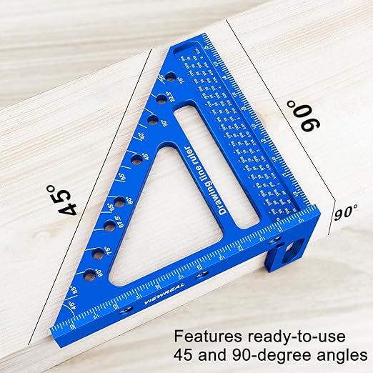 Quick-Set 3D Measuring Square - Multi-Angle Carpenter's Tool with Angle Pin for Woodworking,Imperial Line Ruler, Essential Woodcraft Layout Aid