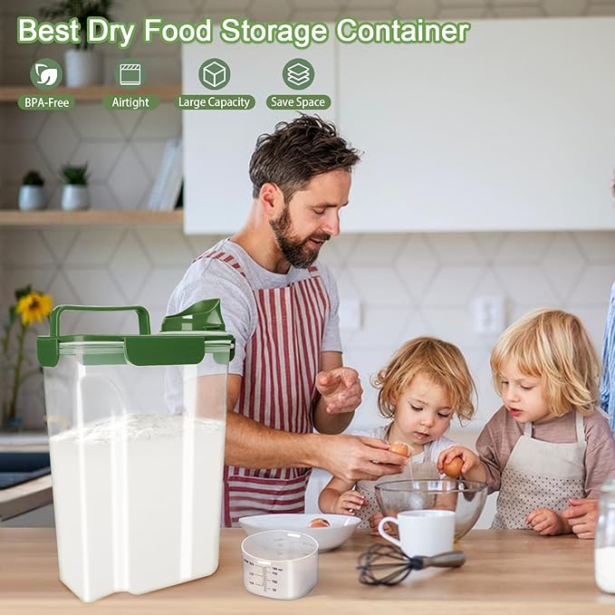 Komzon Rice Container, Airtight Rice Storage Container 10lb, Cereal Containers Storage, BPA Free Food Dispenser with Pouring Spout Handle for Flour Pasta Grain, Pet Dog Cat Bird Food Storage Container