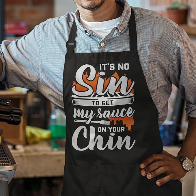 SANDJEST Funny Apron for Dad - Birthday Father’s Day Cooking Grilling Gifts for Mens