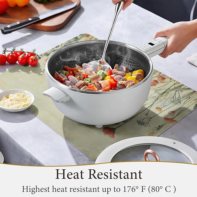 Vinyl Placemats Set of 6-12x17 Inch - Heat Resistant Washable Place Mats Waterproof Non-Slip Wipeable Table Mats for Dining Table Decor, Spring Outdoor Plastic Placemat