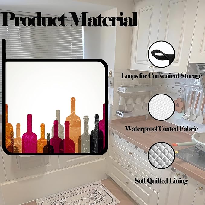 Colorful Abstract Wine Pot Holders Set of 2,Kitchen Heat Resistant Potholder for BBQ Cooking Baking,Food Hot Pad for Women Men