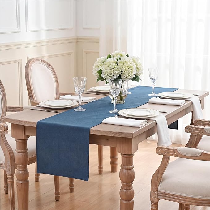 Artoid Mode Navy Blue Table Runner, Seasonal Summer Fall Washable Kitchen Dining Table Decoration for Home Party Decor 13x108 Inch