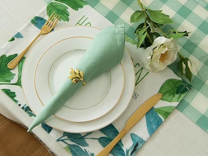 Sage Green Cloth Napkins Set of 12, 100% Cotton,Thick 220 GSM Dinner Napkins,Reusable, Absorbent & Structured, 18x18 Inch for Everyday Use, Weddings & Holiday Table Setting (Sage)