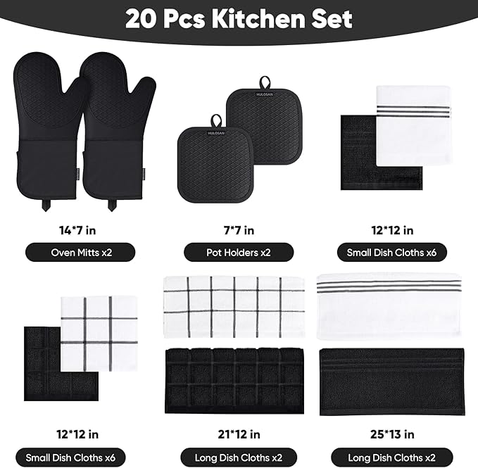Silicone Oven Mitts Pot Holder Kitchen-Towels100% Cotton Dish Towels for Kitchen,Super Soft and Absorbent Kitchen Hand Towels/Tea Towels.Pot Holder,Oven Mitt Heat Resistant,Silicone Grip,Gift Set