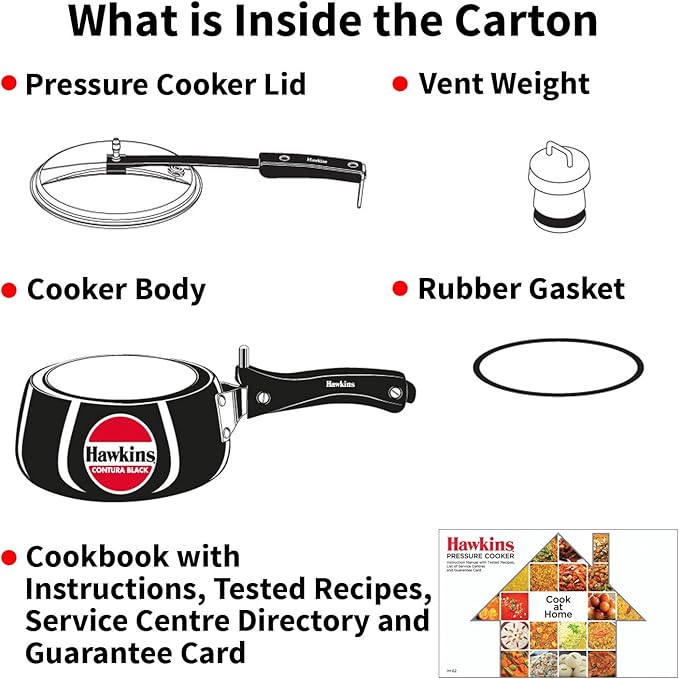 Hawkins Contura Black 1.5 litre Pressure Cooker