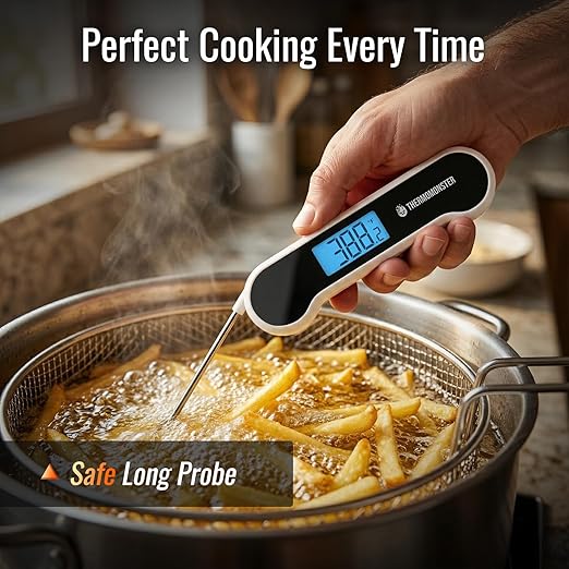 0.5 Sec Instant Read Meat Thermometer Digital with ±0.5℉ Precision, Food Thermometer for Cooking Kitchen Gadgets, Oven Grill Candy BBQ Essentials Accessories, Gifts for Him Dad Men Birthday, White