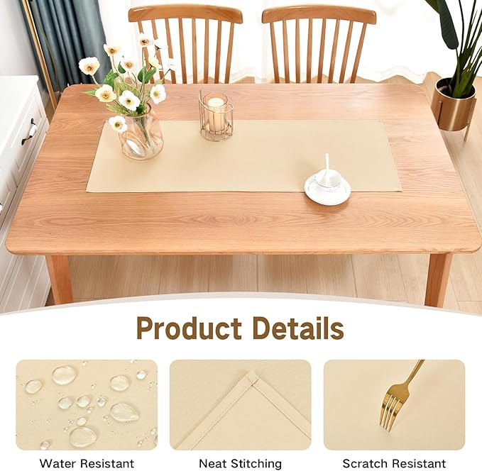 Farmhouse Rustic Table Runner Beige Faux Linen Table Runners Water Resistant Short Table Runner 36 inches for Living Room Dresser Bedroom Kitchen Dining Party 13x36 Inch