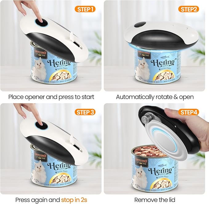 Rechargeable Electric Can Opener, Hands Free for seniors，Food Safe Automatic Can Opener with Smooth Edge,Easy to Use,Works with All Standard Cans