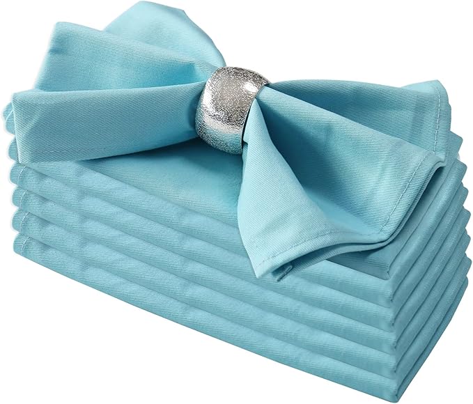 Sky Blue Cloth Napkins Set of 6, Cotton Cloth Napkins Washable Reusable, Perfect as Easter Christmas Thanksgiving Festival Holiday DinnerTable Decoration(Sky Blue)