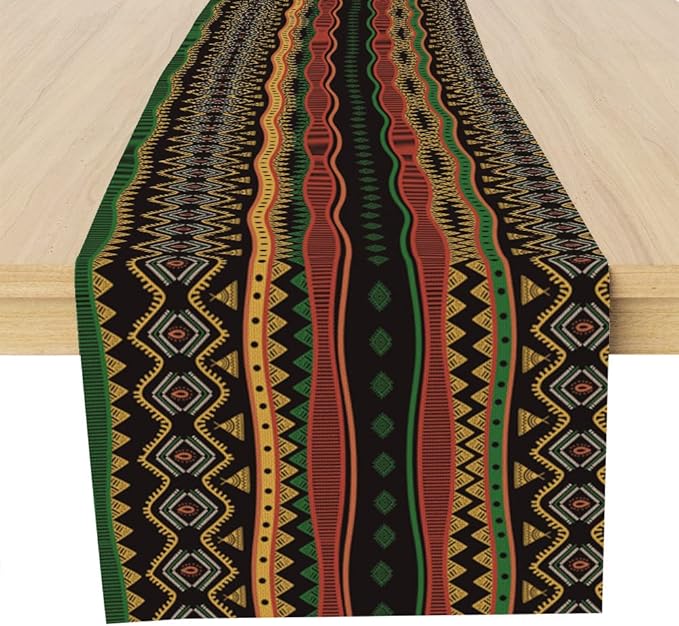 Traditional African Tribal Table Runner, African Table Runner Decor for Dinning Room Kitchen Home Vintage Pattern Table Runner Decorations for Holiday Party, Housewarming Gifts for Ideas, 13X72Inches