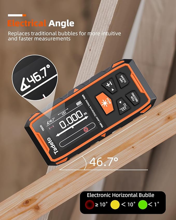 Tadeto Dual Laser Measuring Tool, 393FT/120M Bilateral Laser Measurement Tool Backlit LCD Display, Rechargeable Laser Measure with Ft/in/M Multiple Units Length/Area/Volume/Angle