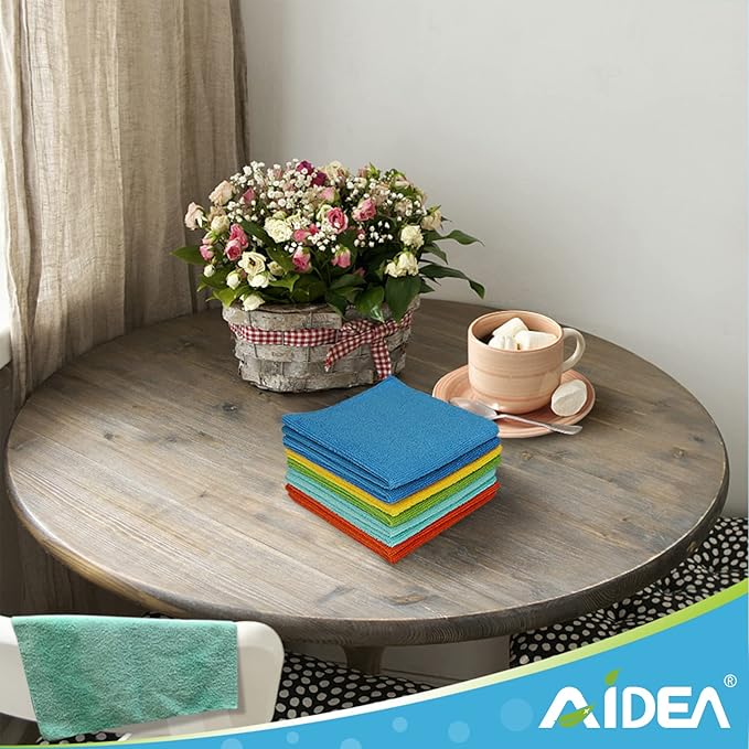 AIDEA Microfiber Cleaning Cloth, 200PK, Absorbent Shop Rags, Microfiber Towels for Cars, Kitchen Towels, Dusting Cloth for Home, Window, Cleaning Supplies, 12"×12"