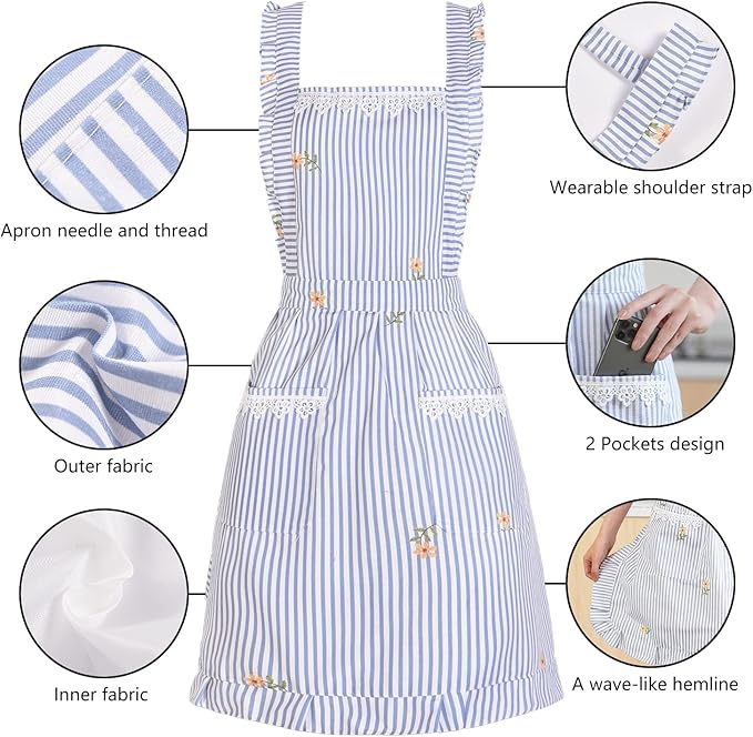 Funny Aprons for Women with Pockets, Kitchen Cooking Grilling Bbq Cute Chef Apron, Mothers Day Birthday Gifts for Women