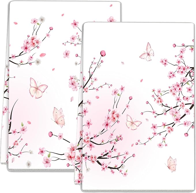 Cherry Blossom Pink Butterfly Kitchen Towel 2 Pcs Decorative Hand Towel Absorbent Dishcloth 16”X 24”