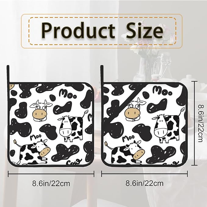 Cow Skin Pot Holder Set of 2,Heat Resistant Potholders Oven Hot Pads for Kitchen Cooking Baking BBQ