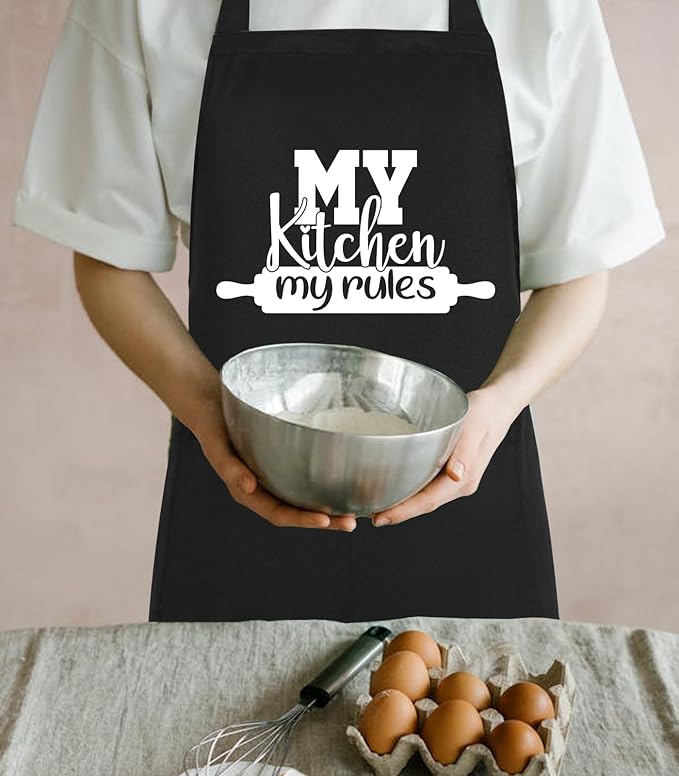Funny Aprons for Women with Pockets, Cute Cooking Baking Kitchen Aprons for Mom Chef, Gifts for Birthday Christmas