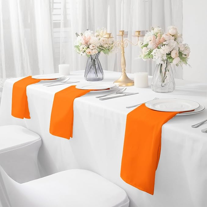 Bailarina Cloth Napkins Set of 80,17x17 inches Dinner Napkins Cloth Washable,Polyester Square Table Cloth Napkin Bulk with Hemmed Edges Ideal for Banquets, Parties and Weddings-Orange