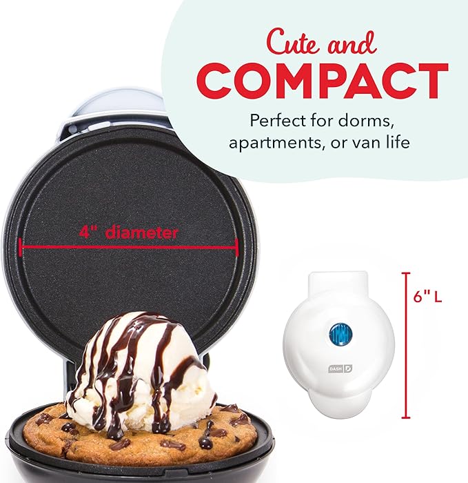 Dash Dash Mini Maker Griddle - Compact Breakfast and Pancake Maker for Small-Space Cooking - Nonstick Plate - Easy Clean - Quick Breakfast Appliance - White
