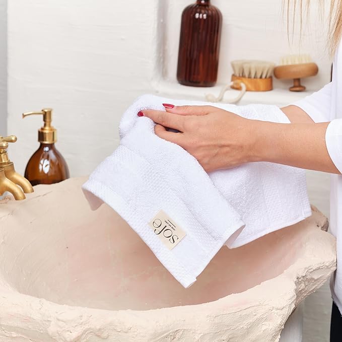 SOFE H&L | Olea Luxury Turkish Cotton Bath Towel Set of 1 : 1 Jumbo Bath Towel White | Premium, Soft, Durable, Absorbent | XL Bath Towels Oversized