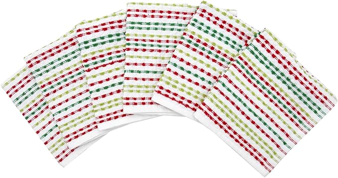Ritz Pebble Bar Mop Towels: Highly Absorbent and Super Soft, 100% Cotton, Durable Super Absorbent Kitchen Bar Towels for Wiping Tables and Counters, 12x12, 6-Pack, Holiday