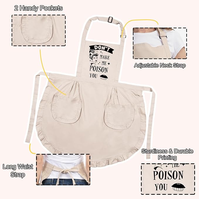Fairy's Gift Funny Cooking Aprons for Women with Pockets, Sarcastic Womens Aprons for Kitchen Cooking Humor - Fun Mothers Day, Birthday, Cute Baking Gifts for Mom, Wife, Baker, Chef, Retro Housewife