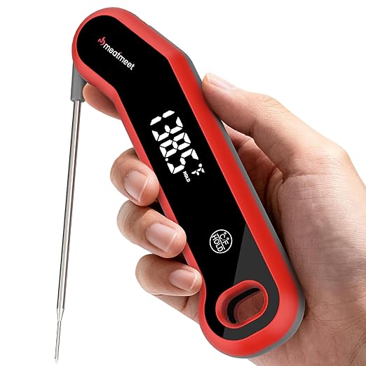 Digital Meat Thermometer - 0.5 Sec Instant Read Meat Thermometer Digital, Kitchen Thermometer Precise ±0.5℉, IP67 Waterproof, Large Bright LED Display, for BBQ/Grill/Cooking/Candy (S1)