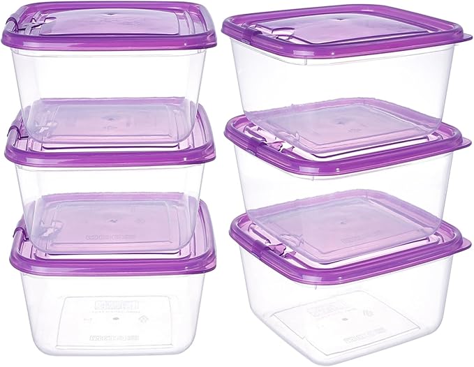 KIGI Airtight Food Storage Containers with Vent Lids for Meal Prep, Lunch, BPA Free, Stackable, Reusable Plastic Containers for Leftovers, Kitchen, Pantry, Fridge Organizer, Freezer Safe (40oz 6PACK)