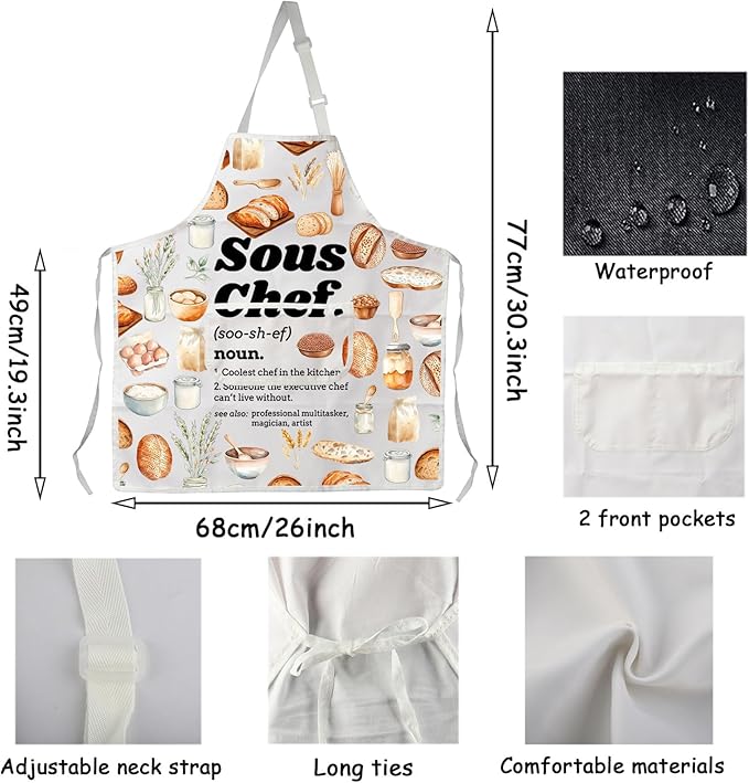 VAMSII Sous Chef Apron Gift for Chefs Cooking Lover Gift BBQ Griller Culinary Gift Pastry Sous Chef Gift Baking Themed Gift