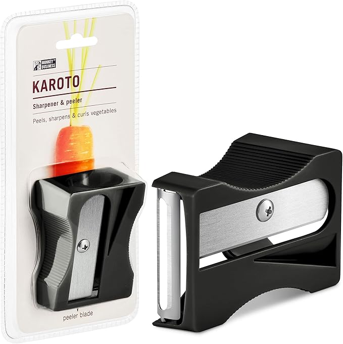 Karoto Carrot Sharpener | Vegetable Peeler | Veggie Peeler & Cucumber Peeler | Fun Kitchen Gadgets | from a Series of Unique Peelers for Kitchen | Fun Kitchen Stuff | by Monkey Business (Black)