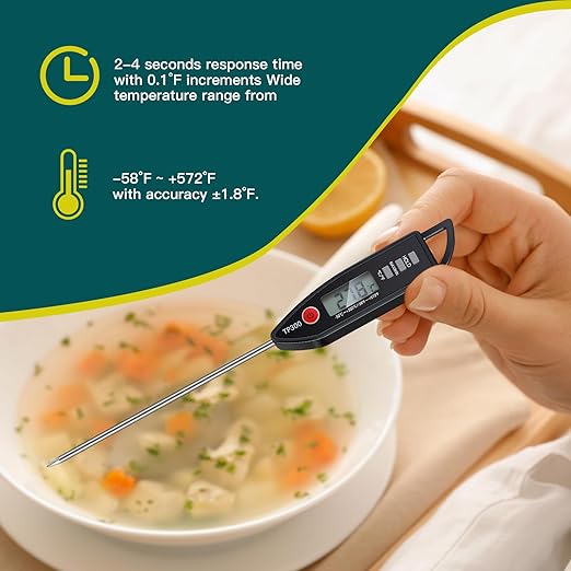 Copkim 12 Set Waterproof Food Thermometer for Water, Liquid, Candle and Cooking Digital Meat Thermometer with Long Probe Instant Read for Kitchen BBQ Grill Candy (Black)
