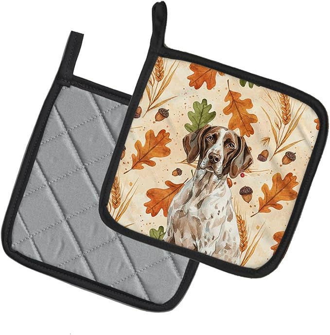 Caroline's Treasures German Shorthaired Pointer Heirloom Fall Pair of Pot Holders Pair 7.5x7.5 Quilted Insulated Hot Pads Decorative Kitchen Gift Made in USA