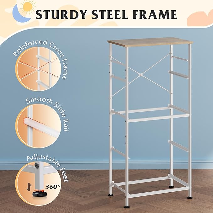 WLIVE Dresser with 4 Drawers, Storage Tower, Organizer Unit, Fabric Dresser for Bedroom, Hallway, Entryway, Closets, Sturdy Steel Frame, Wood Top, Easy Pull Handle, Cream White