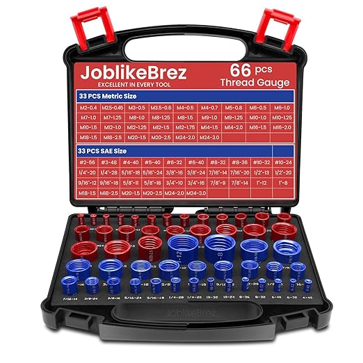 Thread Checker, 66pcs Nut and Bolt Thread Checker, 33 Inch & 33 Metric Box Set Thread Gauge, Thread Checker Standard and Metric Suitable for Size Checker of Bolts or Nuts in Narrow Areas