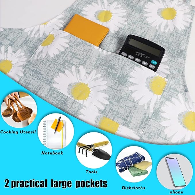 LOLOMLO Oversize Canvas Cotton Apron, Extra Large Aprons with Long Strap, Adjustable Neck Tear Resistant Plus Size aprons