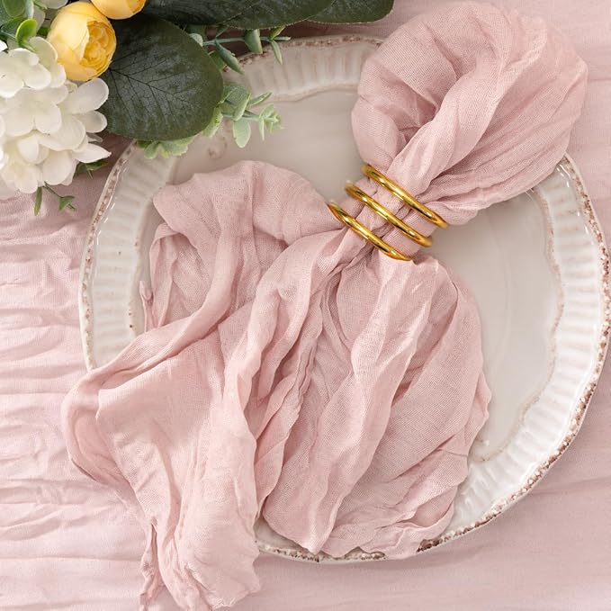 20 Pack Dusty Pink Cheesecloth Napkins Cloth Washable Spring Summer Cloth Napkins Set of 20 Bulk 21x21 Inches for Wedding Baby Bridal Shower Birthday Dinner Party Dinner Decor