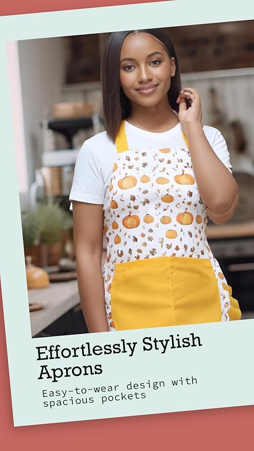 Vintage Floral Apron for Women with Functional Pockets Adjustable Neck Strap for Cooking Baking Mother's Gift