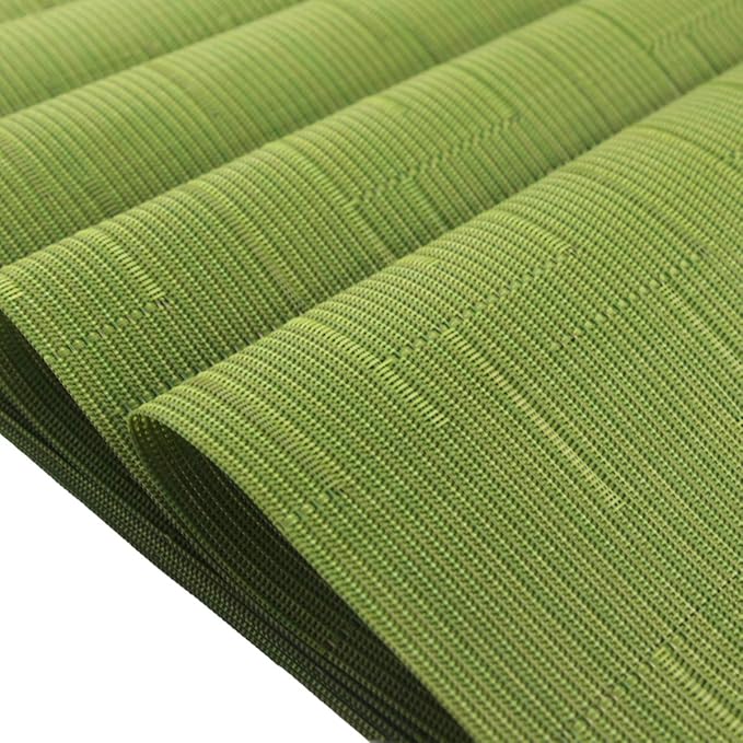 PIGCHCY Elegant Placemats and Table Runner, Washable Durable Plastic, 6pcs Placemats + 1pcs Runner, Sage Green